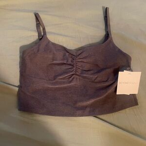 Beyond Yoga purple/charcoal grey Ruched Tank Top